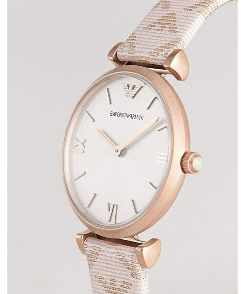 Emporio Armani Analog Grey Dial Pink Leather Strap Watch For Women - AR11126 - Image 3